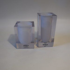 Jonathan Adler White Hollywood 2-Pc Set Amenity Toothbrush Holders